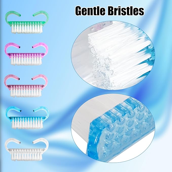 420 Pcs Handle Grip Nail Brush Bulk 5 Colors Nail Scrub Brush Pedicure Scrubbing Tool for Men and Women for Cleaner Nails and Toes