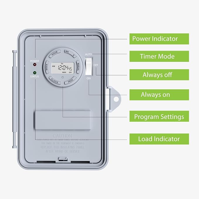 BN-LINK Pool Pump Timer Outdoor Digital Timer Box, Heavy Duty 7 Day Programmable, 2HP 40A Max, 120, 240, 277 VAC, for Pool Pump, Water Heater, Fans, SPA