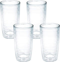 Tervis Clear & Colorful Tabletop Made in USA Double Walled Insulated Tumbler Travel Cup Keeps Drinks Cold & Hot, 16oz - 4pk, Clear | Made in USA, Double-wall Insulated, Shatterproof, BPA-Free, Dishwasher Safe, Fits Most Cupholders, Great to Gift, Set of 4