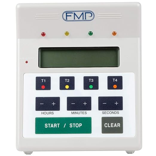 FMP Digital 4 Channel Commercial Kitchen Countdown Timer, Water Resistant, 7-inch Height, White