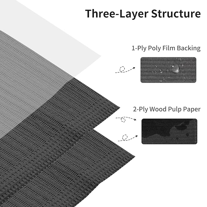 490pcs Disposable Nail Mats Foldable Nail Paper Towels, Table Acrylic Nail Practice Sheet, 3 Ply Waterproof Clean Nail Table Practice Mat for Salon Manicure Tattoo,Nail Art Accessories 13"x18" (Black)