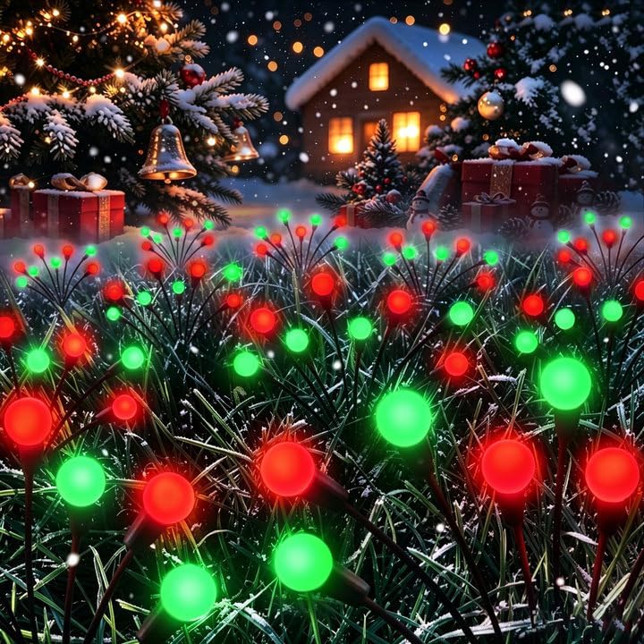 Christmas Decorations Outdoor Solar Firefly Lights 6 Pack Red and Green