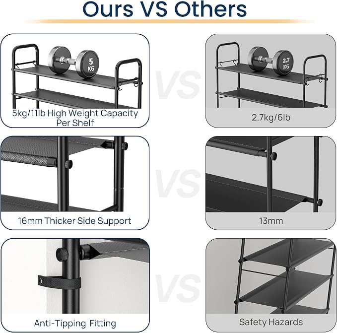ENJOYBASICS 8 Tier Shoe Rack Garage Storage, Tall Metal Shoes Shelf, Black | Free Standing Shoe Holder for 36 Pairs, Sturdy Heavy Duty Shoe Organizer for Walk-in Closet, Guest Room, Garage, Entryway