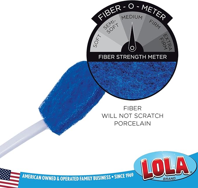 LOLA Bath & Toilet Bowl Scrubber Brush w/Comfort Handle & Hang Hole. Non-Scratch, Removes Rings w/Scrubbing Pad, 1 Pack
