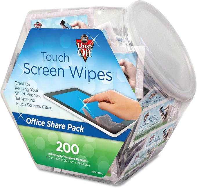 Touch Screen Wipes, 5 x 7 3/4, 200 Individual Foil Packets