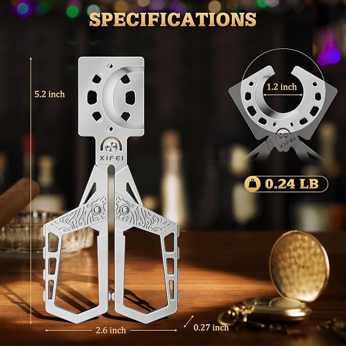 XIFEI Cigar Cutter, Stainless Steel Double Blade Guillotine Straight Cut Scissors Cutter for Cigars, Hand-Held Cigar Tool and Accessory Gift for Men (Silver)