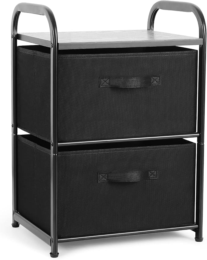MAX Houser Dresser for Bedroom with 2 Drawers, Wide Chest of Drawers, Fabric Dresser, Storage Organizer Unit with Fabric Bins for Closet, Living Room, Hallway, Nursery,Black | Wide Chest of Drawers, Fabric Dresser, Storage Organizer Unit with Fabric Bi...