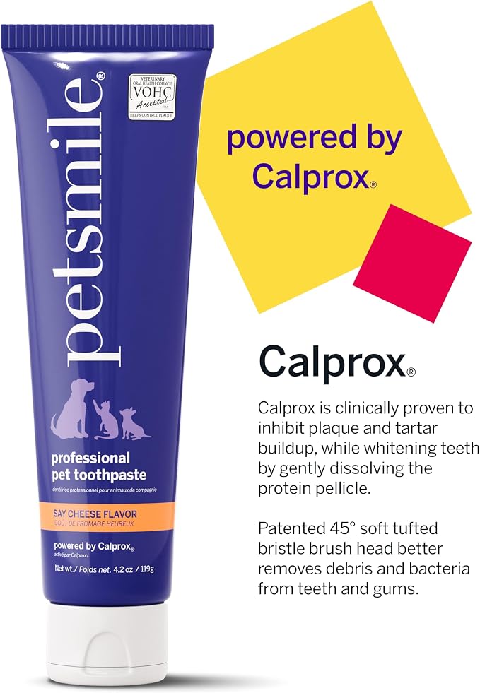 Petsmile VOHC Accepted Pet Toothpaste, London Broil 4.5 Oz, Cats + Dogs | VOHC Accepted, Calprox® Powered, Fights Plaque + Tartar, No-Brush Required, Human-Grade Ingredients, 6-Month Supply, Vegan