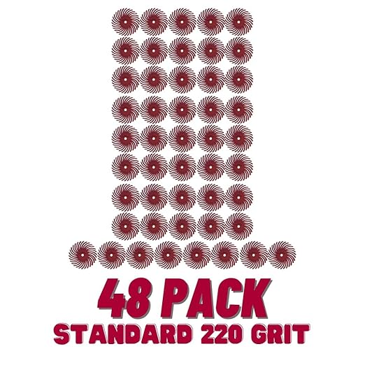 Dedeco Sunburst Radial Bristle Discs 48-Pack - 3/4" Curved - Red 220 Grit (Standard) - Aluminum Oxide for Polishing & Finishing