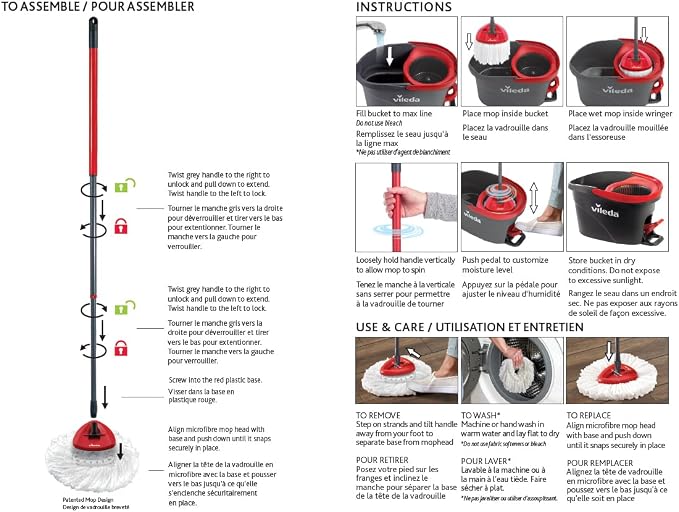 Vileda EasyWring Microfibre Spin Mop & Bucket Floor Cleaning System