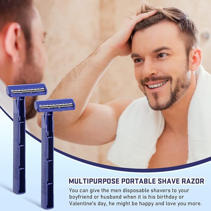 Chumia Twin Blade Razors for Men Stainless Steel Disposable Razors Men Bulk Plastic Shavers Multipurpose Portable Manual Disposable Shavers for Bathing Hotel Travel(600 Pieces)