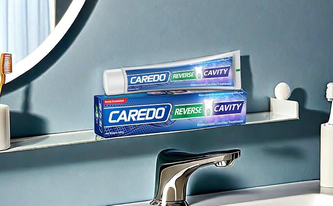 CAREDO Cavity Repair Toothpaste Cure Tooth Cavities Dental Caries Remineralizing with Hydroxyapatite Toothpaste Treatment Tooth Decay for Adults, Home School or Travel (New Flavor 100g*1), Grey White