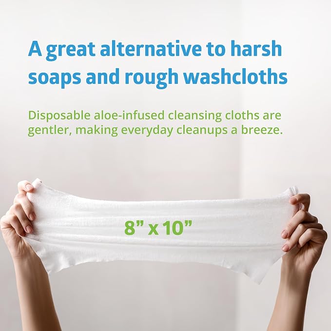 FitRight Personal Cleansing Wipes with Aloe 8x10 Unscented 816 Count | Moisturizing Body Wipes for Adults, Incontinence Cleaning, Cloth Wipes for Elderly Care & Bathing