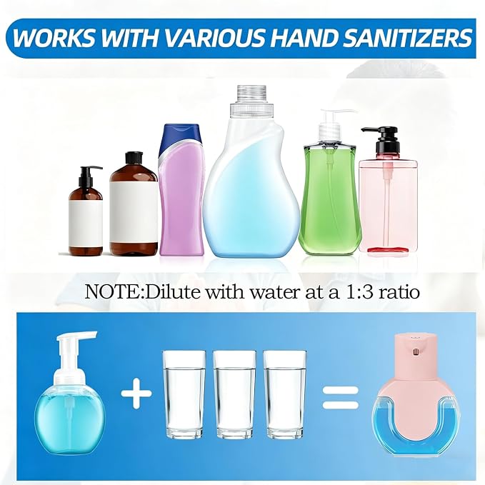 Automatic Soap Dispenser Touchless,Rechargeable Foaming Soap Dispenser,15oz/420ml Smart Hand Soap Dispensers,4-Level Adjustable,Wall Mount for Bathroom Kitchen Dish Soap,Hands-Free (Pink)