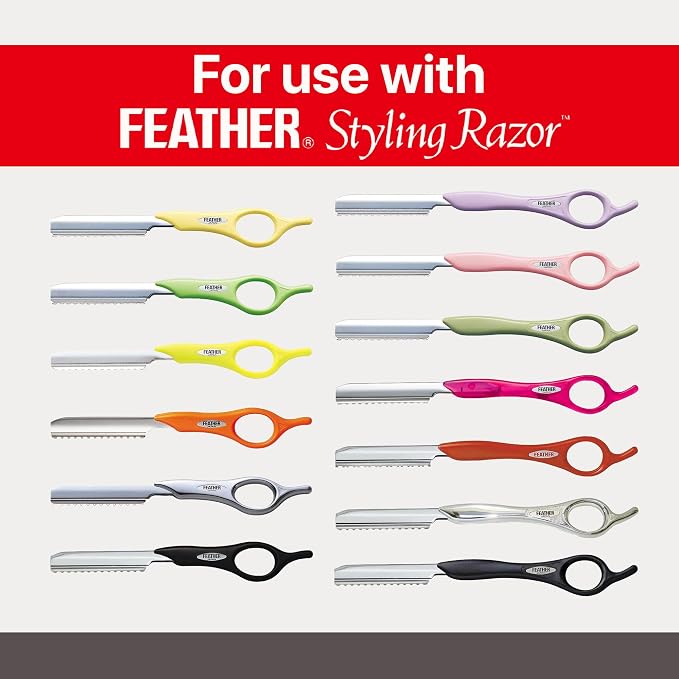 Feather Styling Razor Standard Blades - Hair Cutting Replacement Pack 10 Ct | Guarded Single Edge Stainless Steel Blades for Styling, Thinning & Shaping, Japan-Made Professional Haircut Refill Pack