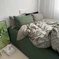mixinni Vintage Green Buffalo Plaid Duvet Cover Set Twin XL - 3 Piece Mid-Century Washed Cotton Bedding Set with Grid Pattern, Ultra Soft & Breathable Duvet Cover with Pillowcases for All Seasons