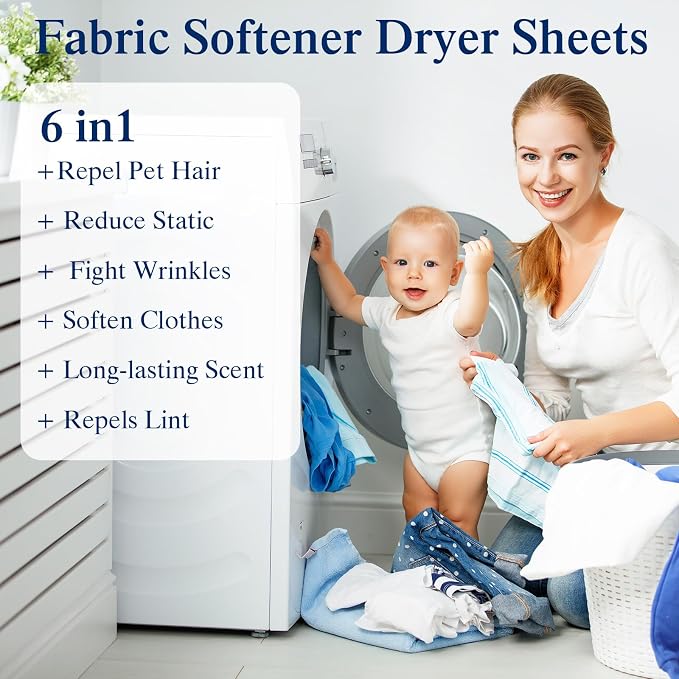 18 pcs 720 Count Dryer Sheets Bulk Wrinkle Releasefabric Softener Lavender Scent Plant Formula Organic Naturally Softens and Removes Static Cling for Home Public Washing Machine