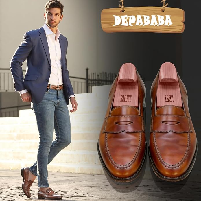 Cedar Shoe Trees for Men, Wood, Single Tube, 6 Pack, Sizes 7-14 | Red Cedar Wood Construction, Men's Sizes 7-14, Single-Tube Design for Sneakers, Boots, Workwear, and Everyday Shoe Care