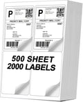 [500 Sheets 2000 Labels] 4-UP 4''x5'' Shipping Labels for Laser & Inkjet Printers, Shipping Mailing Labels, 4 Pcs Per Page Shipping Labels