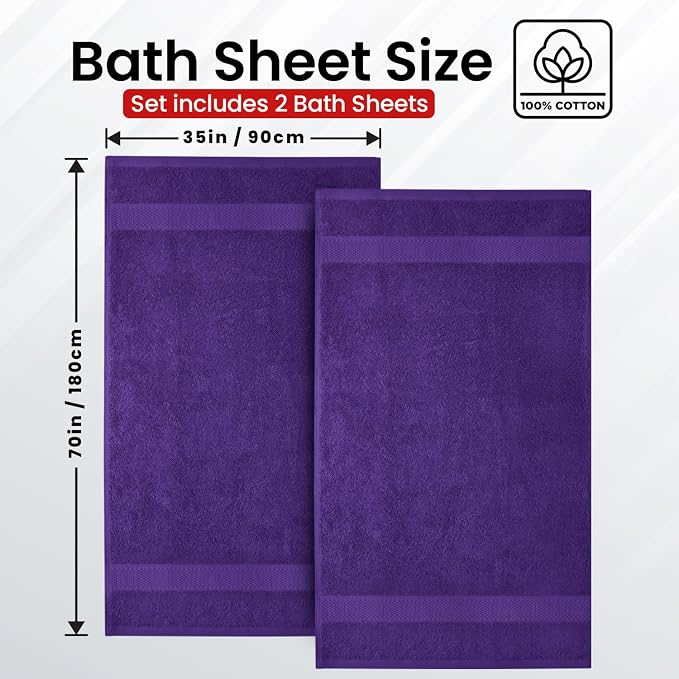 Infinitee Xclusives Jumbo Bath Sheets Towels for Adults – 600 GSM (35X70 Inches)– 100% Ring Spun Cotton, Soft and Absorbent Large Bath Towels for Bathroom (Profound Purple)