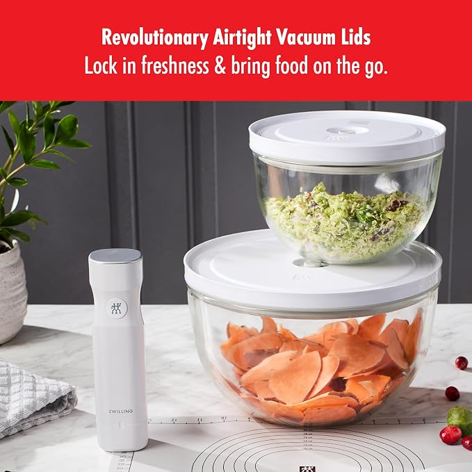 ZWILLING Fresh & Save BOWLS 9-pc Vacuum Glass Bowl Starter Set, Airtight Food Storage and Meal Prep Containers, BPA-Free, Stackable, Reusable