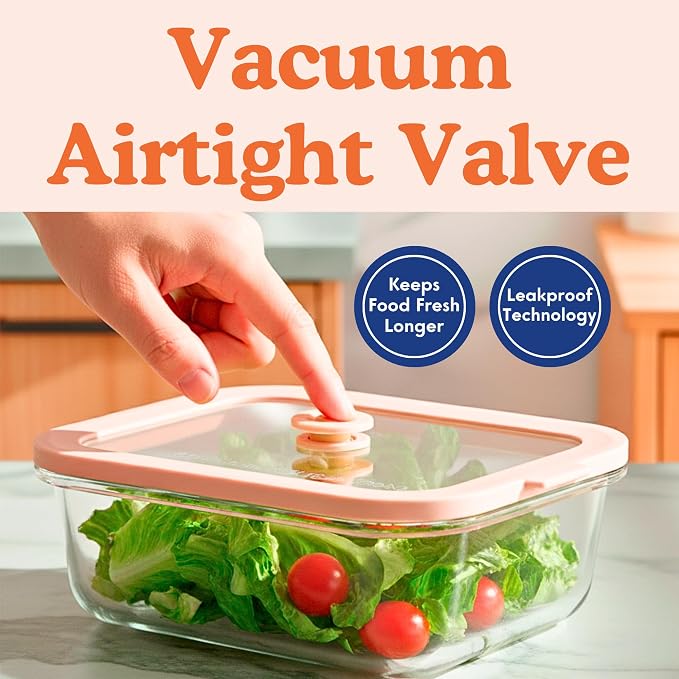 Non-Toxic Glass Food Containers with Lids, 4-Pack, Multi-Size, Beige | Plastic & BPA free. Glass body, glass lid & platinum silicone seal. Airtight & leakproof. Freezer & microwave safe.