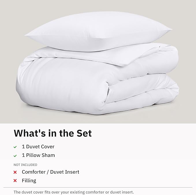 California Design Den 2 Pc Twin XL/Twin Duvet Cover Set - Winner Good Housekeeping Best Bedding Awards 2025, 400 Thread Count Sateen, 100% Cotton Duvet Covers, Button Closure, Corner Ties - White