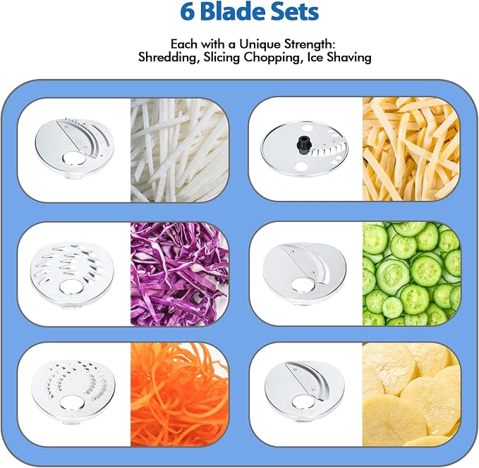 Electric Cheese Grater Salad Shooter, 6-In-1 Electric Slicer For Home Kitchen,One-Touch Easy Control,With Safety Push Bar Cheese Grater Electric For Zucchini,Cheese,Vegetable