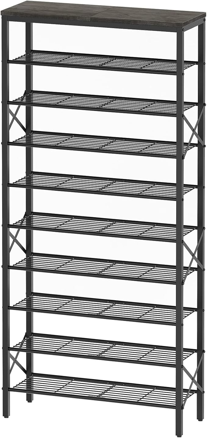 YATINEY 10 Tier Shoe Rack, Large Capacity Shoe Storage Organizer Holds 40 Pairs, Sturdy and Stable, for Entryway, Hallway, Closet, Dorm Room, Charcoal SS10BCG1