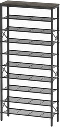 YATINEY 10 Tier Shoe Rack, Large Capacity Shoe Storage Organizer Holds 40 Pairs, Sturdy and Stable, for Entryway, Hallway, Closet, Dorm Room, Charcoal SS10BCG1