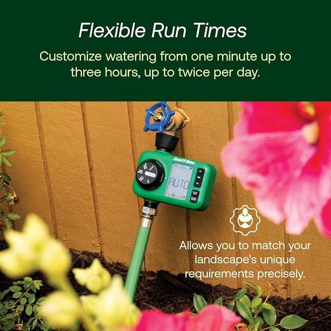 Rain Bird HET200 Electronic Digital Hose End Watering/Irrigation Timer, Battery Operated, 3/4" Garden Hose Thread, Heavy-Duty Brass Inlet, 2 Outlets/Ports