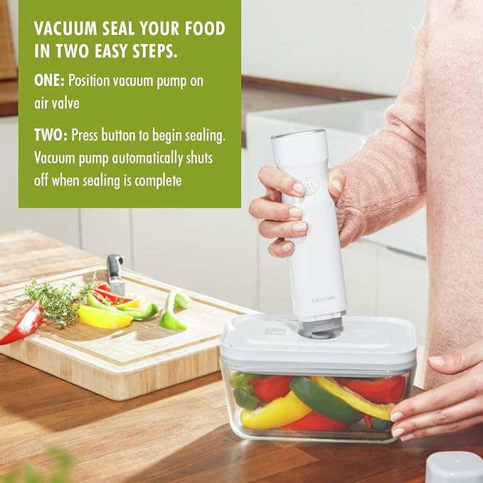 ZWILLING Fresh & Save 2-Piece Small Glass Vacuum Sealer Food Storage Containers with Airtight Lids