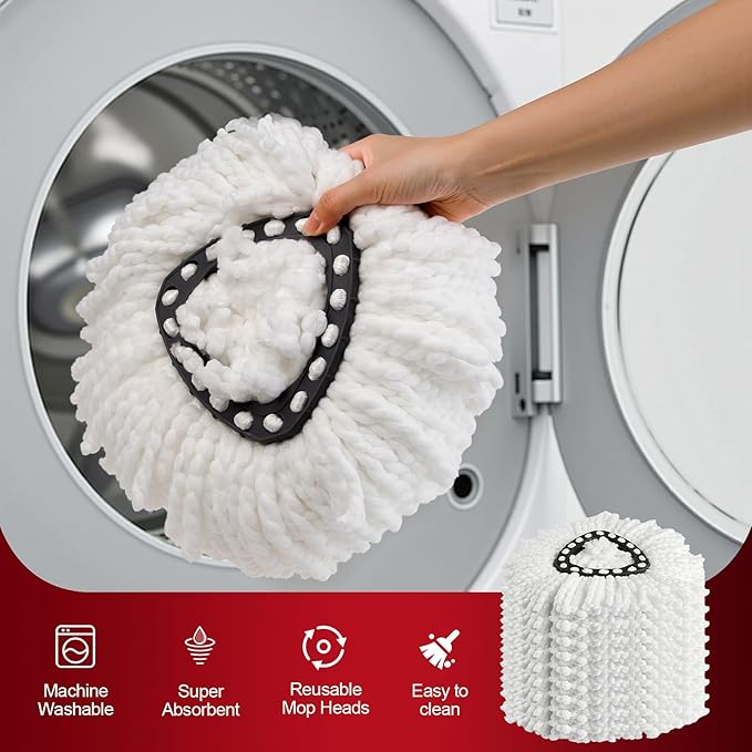 4 Pack Spin Mop Refills Head, Mop Heads Replacement for Spin Mop, Washable Microfiber Mop Replace Head Spin Mop, 360°Spinning Micro Replacement Mop Head for Easy House Cleaning Floor Mopping