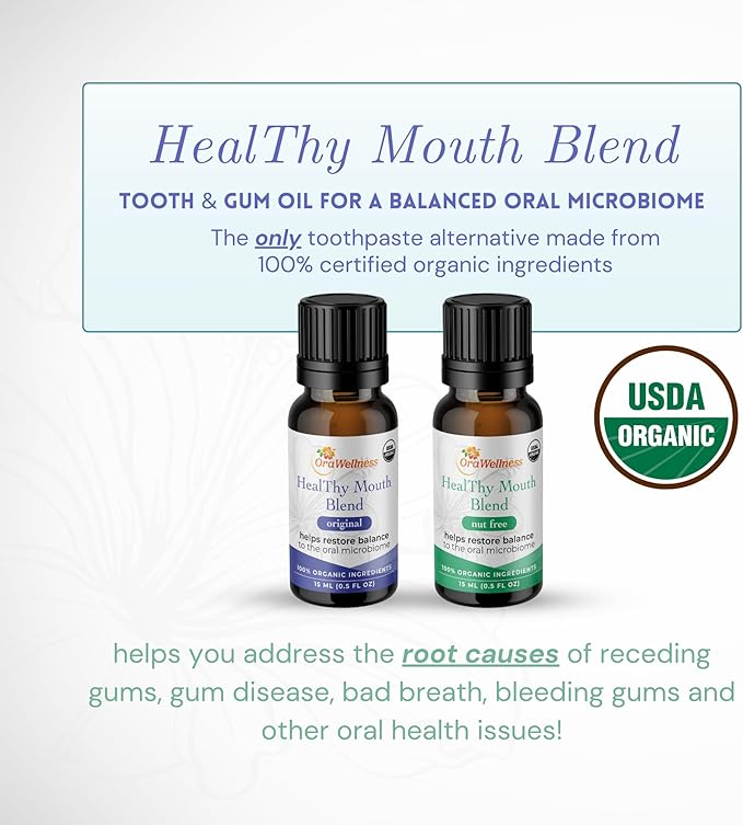 OraWellness Healthy Mouth Blend Organic Tooth Oil, Fluoride Free Rinse | Made in the USA with Essential Oils, Natural Toothpaste & Mouthwash Alternative, Supports Healthy Mouth, Teeth & Gums, 3 Pack