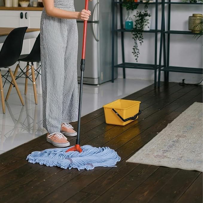 3 Pack Mop Head Replacement Commercial Heavy Duty Cotton Blue Mop Heads Replacement Reusable Looped End String Mop Refill for Industrial Residential Use