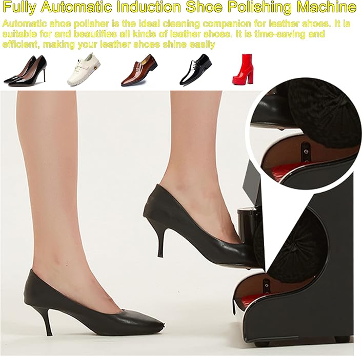 Sangeuhhlk Electric Shoe Buffer, Shoe Polisher Automatic Stainless Steel Dust Removal Polishing Clean Kit for Home Hotel Bank