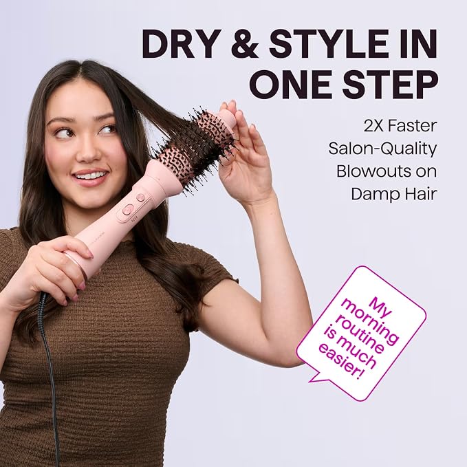 Wavytalk Hair Dryer Brush Set, Air Sculpt 4-in-1 Hot Air Brush Set, Multi Hair Styler for Salon Blowouts, Smooth Curls, Volumizing and Straightening, Sleek and Less Frizz, Pink