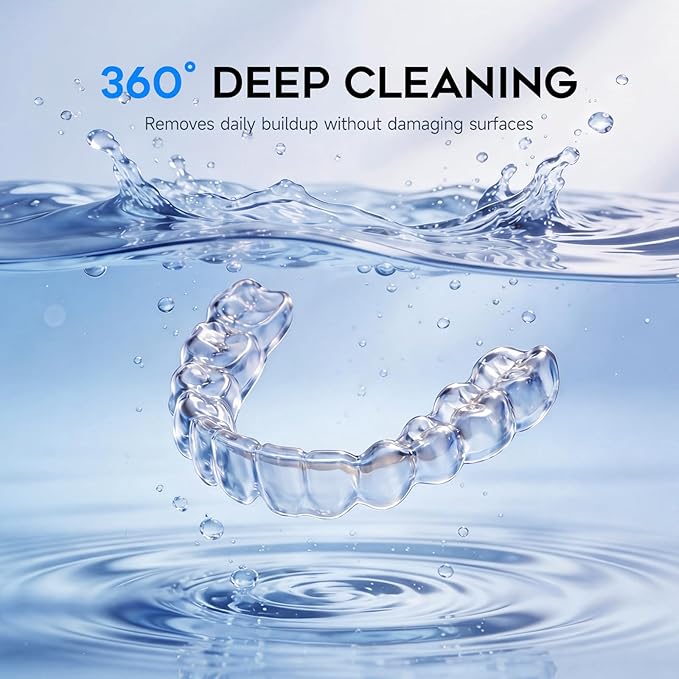 Ultrasonic Retainer Cleaner Machine, Dynamic 42-48kHz Dental Cleaning Pod with Digital Timer, 200ml Mouth Guard Cleaner Pod for Aligners, Night Guards, Dental Trays, Braces & Toothbrushes (Blue)