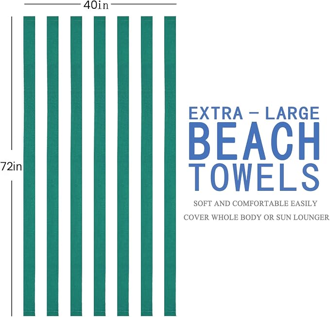 6 Packs Oversized 72x40 Inch Stripe Beach Towel Thin Terry Set XL Big Extra Large Accessories Essentials Soft Clearance Super Absorbent Pool Travel Bath Swim Camping Towels Bulk Men Women Adults Gift