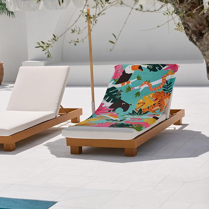 Dock & Bay Beach Towel - Quick Dry, Sand Free - Compact, Lightweight - 100% Recycled - Includes Bag - Wild Things - Extra Large (200x90cm, 78x35)