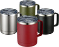 MEWAY 12oz Coffee Mug With Handle 4 Pack Bulk,Stainless Steel Insulated Travel Tumblers With Sliding Lid,Double Wall Vacuum Camping Cup for Hot & Cold Drinks Tea (Multicolor,Set of 4)