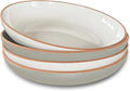 Mora Ceramic Large Pasta Bowls 30oz, Set of 4 - Serving, Salad, Dinner, etc Plate/Wide Bowl - Microwave, Oven, Dishwasher Safe Kitchen Dinnerware - Modern Porcelain Stoneware Dishes, Vanilla & Grey