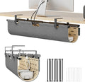 No Drill Under Desk Cable Management Tray,30" Felt Cord Organizer for Table | Clamp or Screw Mount, Converts to Privacy Panel, Pegboard Design, Wire Management for Standing Desk & Home Office