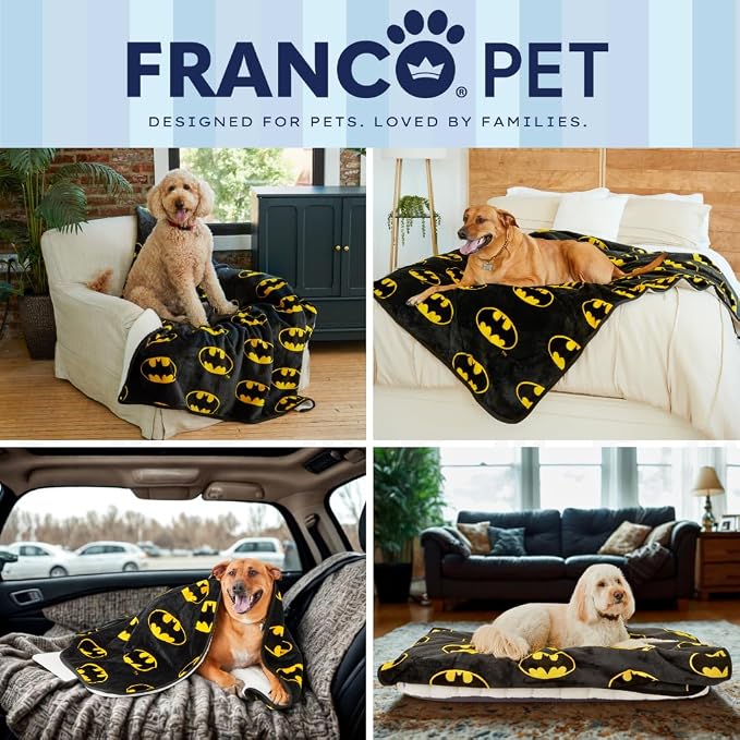 Batman DC Comics Waterproof Dog Bed Cover, Large 50x60 Pet Blanket for Furniture Bed Couch Sofa, (Officially Licensed) by Franco