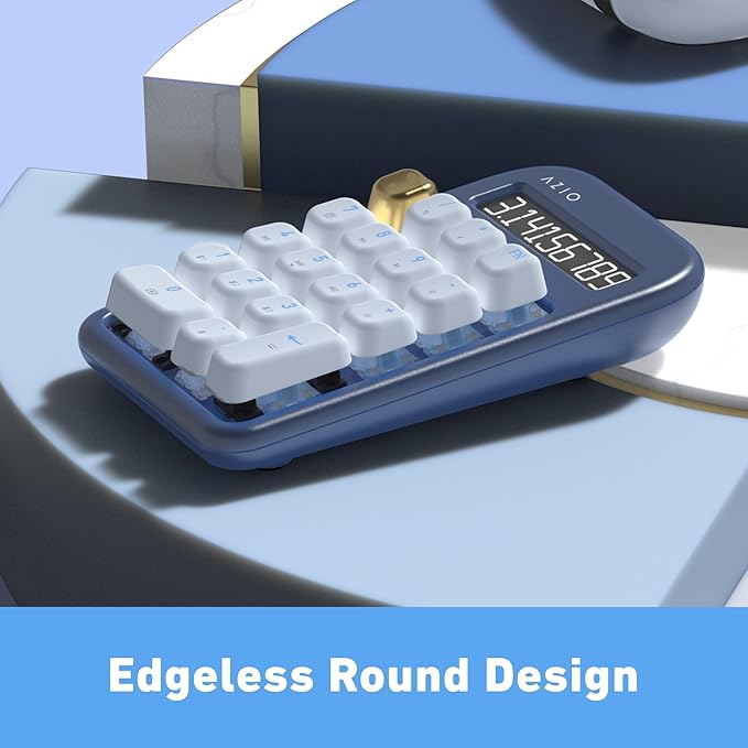 AZIO IZO Wireless Mechanical Calculator & Number Pad - Bluetooth 5.0 & USB, Gateron-Blue Mechanical Switch, 9 Backlight Modes, Rechargeable, PC & Mac Compatible, Blue Iris (IN105)