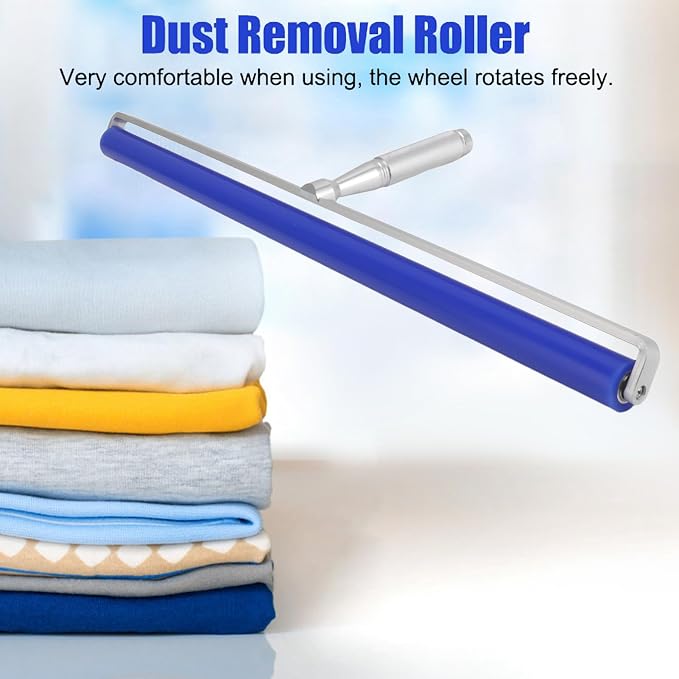 Reusable Lint Roller,Blue Silicone Manual Roller Static Cleaner Tool Sticky Roller for Screen Film Hair Dust Remover Low Viscosity 6in (18inch)