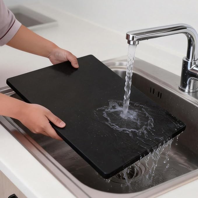 Granite Cutting Board for Kitchen 20×16 Inch black | Natural stone, 0.59" thick, non-slip feet, stay cool for dough/butter, ideal for pastry, cheese, charcuterie, pizza, bread