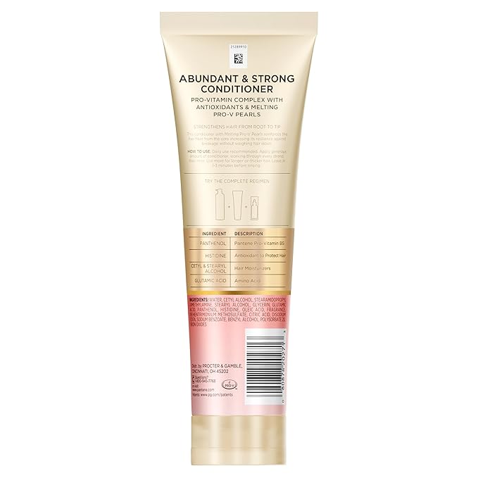 Pantene Abundant & Strong 3-Piece Regimen with B5 Complex + Niacinamide, Shampoo (13.5 oz), Conditioner (8 oz), Serum (2 oz) for Hair Loss, Thinning, Anti-Breakage, Volume - Grows Healthier