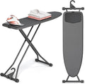 APEXCHASER Ironing Board, Compact Iron Board with Silicon Mat, Foldable Ironing Board with Heat Resistant Cover, 7 Height Adjustable, Space Saver Iron Board,13x43 Black