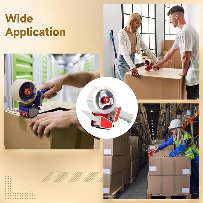 2 PCS Tape Gun for Packing Boxes, Includes 12 Rolls Clear Tape, 2 in Heavy Duty Tape Dispenser Gun Set for Shipping, Moving, Storage, Carton Box Sealing, Ergonomic Grip with Adjustable Pulling Force